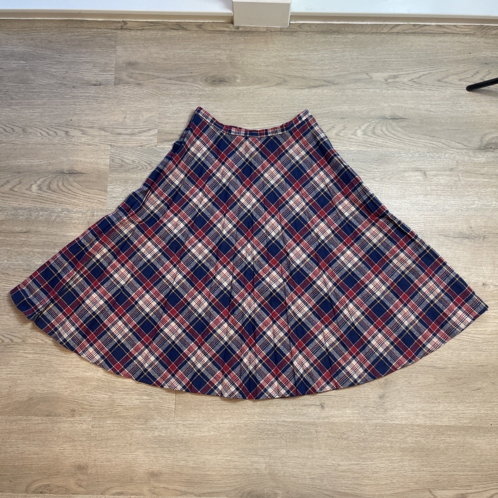 vintage union made century boston Red Blue yellow plaid skirt size 12 casual
